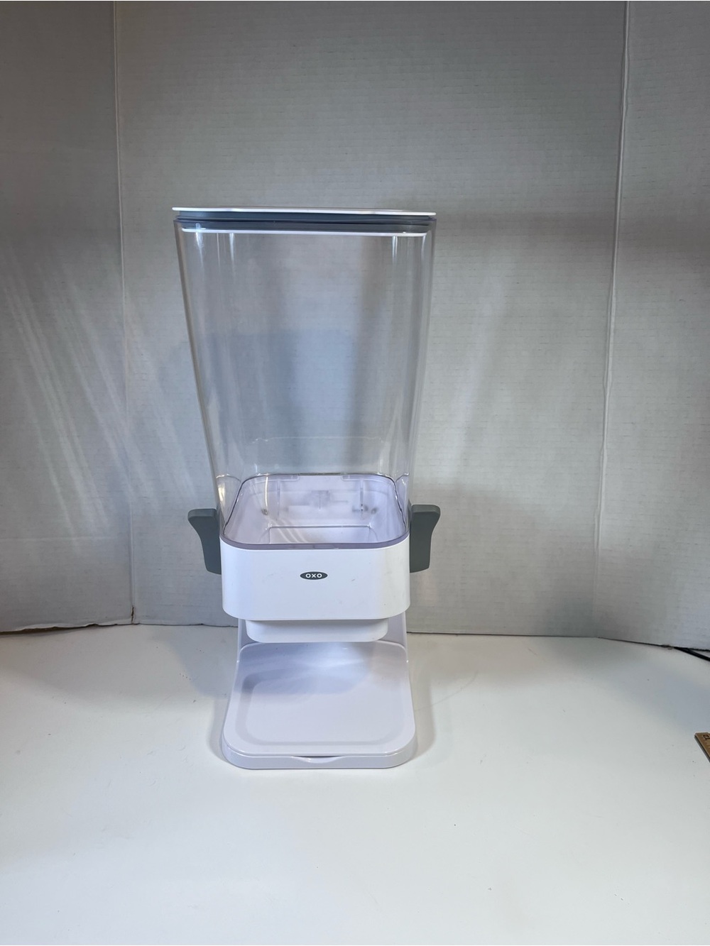 OXO White Dry Food Dispenser with Gray Handles